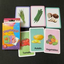 36pcs/Set Early Learning English Word Recognition Educational Flash Cards, Including Color, Time, Shape, Animal, Fruit, Vegetable, Face Parts, Food, Colorful Flashcards Visual Education Tool For School, Student, Stationery, School Supplies, Back To School, Christmas Gift, Family Education Tool - Multicolor - View 8