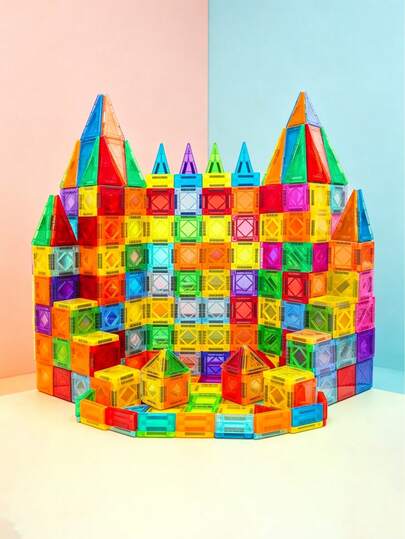 150 piezas Bloques magnéticos, Juego de construcción con imanes, Bloques de construcción STEM y juguete de aprendizaje Montessori, Regalo para niños y niñas de 3+ años, preescolar y jardín de infantes, Colores surtidos