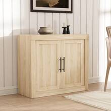 71 pulgadas grande armario de buffet de aparador, mesa de consola Credenza blanca moderna con puertas de vidrio, gabinete de almacenamiento de café de granja, soporte de TV de madera para sala de esta - Marrón - Ver 1