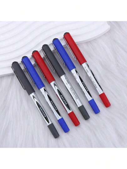 3支随机颜色（黑/蓝/红）签名中性圆珠笔，书法练习考试书写圆珠笔，流畅液体墨水圆珠笔，返校用品，记号笔，学习用品，可爱圆珠笔，办公用品