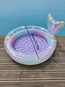 Piscina inflável de PVC espesso e de alta qualidade com efeito degradê, fundo antiderrapante com bolhas, formato requintado de cauda de sereia, acessório portátil para jogos aquáticos ao ar livre no verão, ideal para quintal, praia e festas ao ar livre. - Multicolorido - Ver 15