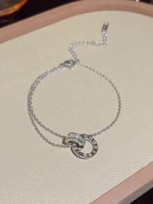 3 / 1 Piece New High-Quality Roman Numeral Zirconia Stainless Steel Women's Bracelet, Bangle, Women's Jewelry Set, Women's Accessory Set, Women's Bracelet Set, Suitable For Girls' Slender Wrists, Stackable, Lightweight And Luxurious, Uniquely Delicate, Adorned With Rhinestones, Fashionable Design, Versatile Colors, Durable, Fade-Resistant, A Perfect Choice For Daily Wear By Women. - Silver - View 13