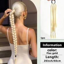 26-32 Inch Braided Ponytail Hair Extensions With Hair Ties - Handmade Wrap Around Synthetic Hair Pieces, Fluffy Soft Natural Look, Heat Resistant For Daily, Wedding, Party, Halloween And Christmas (Gold) - Multicolor - View 19