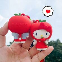 1pc Hello Kitty Apple-Shaped Wrist Strap, Made Of Soft Skin-Friendly Material, 3D Cartoon Design, Cute Hello Kitty Apple Shape, Lightweight And Portable, Suitable For Bag Decoration And Sweet Matching - Multicolor - View 12