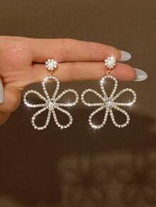1 对花朵造型新娘女士时尚水晶耳环，奢华珠宝耳环，适合高端晚宴、高端晚礼服、婚礼。 - 耳環 - 查看 14