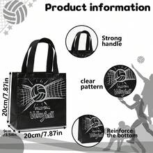 6/12 piezas Bolsas reutilizables de tela no tejida con tema de voleibol, en negro y blanco con estampado de voleibol, adecuadas para jugadores de voleibol, fiestas de equipo, eventos deportivos, regalos de cumpleaños, almacenamiento diario y compras - 9021 - Ver 4
