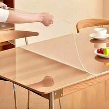 1pc 0.25mm PVC Rectangular Transparent Tablecloth Protective Film, Simple Heat-Resistant Anti-Fouling Tablecloth Suitable For Dining Table, Coffee Table, Office Desk - White - View 32