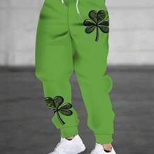 Men's Lucky Clover Print Sports Pants - 3D Four- Clover Design, Regular Fit Trousers Suitable For. Day, Year-Round Wear, Machine Washable & Versatile Outfits For Casual, Athletic, Or Everyday Use - Multicolor - View 5