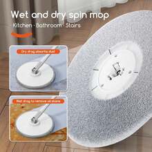 Spin Mop And Electric Bucket System, Unique Automatic Washing And Wring Electric Bucket, Upgrade Spin Mop Bucket With 2 Microfib - A - 查看 3