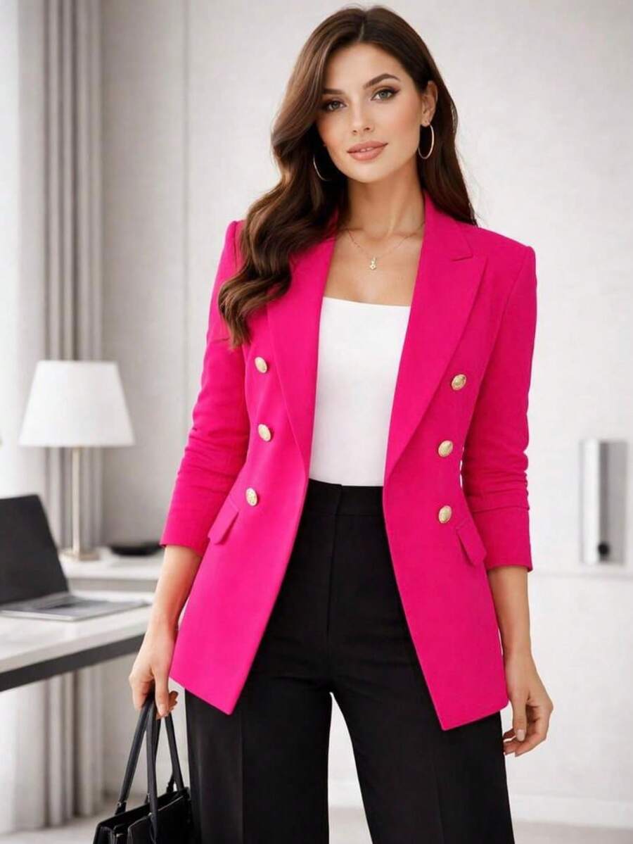 Women Blazers - 玫紅色 - 查看 1