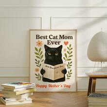 1pc Unframed Interesting Cat Mom Print Gift, Cat Mom Poster, Cat Lover Wall Art Decor, Suitable For Apartment, Living Room, Bedroom, Dorm, Back To School - Cat - View 4