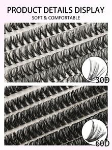240 Pcs 12 Rows Of Clustered False Eyelashes, European And American Fluffy And Thick, 30D And 60D Mixed Pack, - View 4