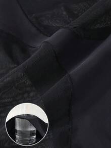 QUASTI 1件大尺碼女款高腰蕾絲內褲 1XL-5XL，腰部與腹部修身，高彈性，透氣，無縫柔軟舒適女士內衣 - 黑色 - 查看 6