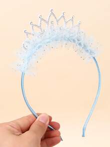 1 pezzo Fascia per capelli a forma di corona per compleanno, copricapo costume per festa di compleanno, accessorio per festa decorato con strass, cerchietto per foto (blu) - Corona Blu - Visualizzare 6