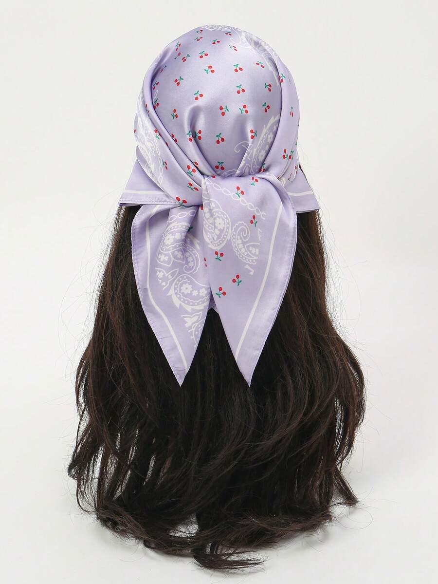 26.77 Inch Silk-Like Printed Square Scarf 68cm, Women's Fashion Breathable Multifunctional Headband Neckerchief Accessory, 1pc,Travel Essential,Holiday - Multicolor - View 1