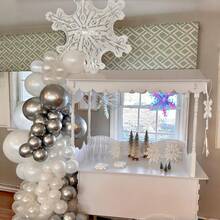 Globos Blanco Perla País de las Maravillas de Invierno, Globos de Copos de Nieve de 12 Pulgadas Blanco Arena Perla y Plateado Metálico para País de las Maravillas de Hielo y Nieve Boda Baby Shower - Copo de nieve blanco perla - Ver 8