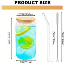 TUMATICLY 16PCS Glass Cups With Lids, 16oz Capacity Drink Set, Iced Coffee Cups, Beaded Glass Water Bottles, Suitable For Coffee, Juicearious Beverages, Party Drinks, Cup Collectors, Commercial Use - Transparent - View 6