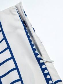 UREREM Bộ đồ nữ mùa hè thoải mái, phong cách nghỉ dưỡng, gồm áo hai dây ngắn ôm sát và chân váy mini phối họa tiết nhiệt đới. - màu đen - Xem 6