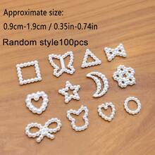 Khoảng 100 chiếc/gói phụ kiện thủ công DIY hình trái tim, mặt trăng, bướm, sao bằng nhựa ABS giả ngọc trai. - 100 chiếc (kiểu ngẫu nhiên) - Xem 5