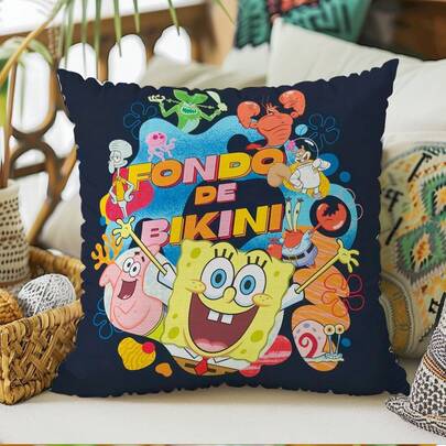 SpongeBob SquarePants 1pc Cartoon Pillowcase | Retro Style Pillowcase | Wedding Party & Home Decor Design | Creative Gift Pillowcase, Throw Pillow Cover, Sofa Decor Cushion, Interior Home Decor, Cushion Cover, 100% Polyester, With Zipper Closure, Exquisite Home Decor.