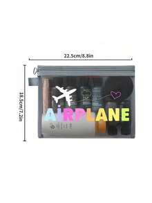 Women's Airplane Themed Travel Toiletries And Cosmetics Storage Bag - Cute Aviation Design With Airplane And Airplane Text Prints, Compact Makeup Bag With Zipper, Lightweight And Durable Fabric, Suitable For Carrying Essentials, Ideal Birthday/Honeymoon Gift For Female Travelers (Airplane Luggage Design, Travel Accessories) - Perfect For Airplane Enthusiasts, Airplane Themed Small Makeup Storage Bag - Multicolor - View 11