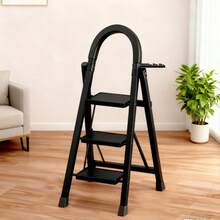 1 Heavy-Duty 3/4/5-Step Portable Folding Ladder, 500 Lbs Weight Capacity, Durable Plastic Folding Ladder With Non-Slip Steps, Lightweight And Portable, Suitable For Both Household And Industrial Use - đen - Xem 1