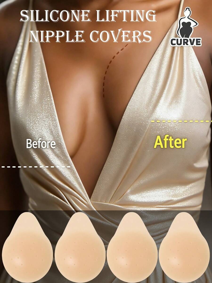 Reusable Silicone Breast Lift Covers, Invisible Adhesive Bra Inserts With Breathable Holes, Push Up Chest Enhancer For Backless Dresses, Comfortable W - Lifting Style - View 1
