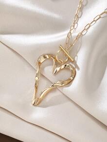 ZHIXUN 1 buah Kalung Liontin Berbentuk Hati dengan Desain Geometris Berongga Sederhana dan Berlebihan, Cocok untuk Keserbagunaan Sehari-hari, Perhiasan Kalung, Hadiah untuk Teman - kalung - View 4