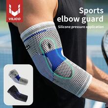 Vilico 1pc High Compression Elbow Sleeve, High-Performance Silicone Elbow Pad With 4-Way Support And Double-Sided Embedded Silicone Rings, Suitable For Tennis, Fitness, Running, Skiing, Basketball, Ideal Gift! - Multicolor - View 1