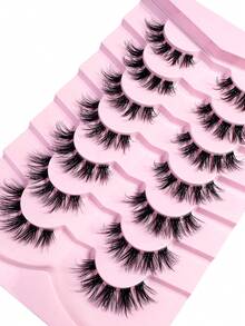 7对3D透明假睫毛，自然精致仿貂毛睫毛，3D蓬松卷翘猫眼假睫毛，条状可分割透明假睫毛 - 黑色 - 查看 5