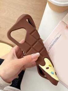 1pc Creative Simulated Candy & Chocolate Phone Case, Soft Silicone Shockproof Protective Cover Compatible With Apple 17/16/15/14/13 Pro Max - Brown - View 3