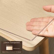 1pc PVC Heat-Resistant And Stain-Resistant Tablecloth, Suitable For Dining Table, Coffee Table, Office Desk, 2.0mm Thick Transparent Rectangular Table Cover - White - View 27