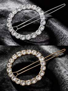2 pièces Épingles à cheveux rondes remplies de diamants, convenant aux femmes pour porter comme coiffures dans la vie quotidienne ou les événements de mariage, accessoires capillaires à la mode et simples, et bijoux personnalisés brillants or/argent, pince à cheveux, fête - Multicolore - Voir 6
