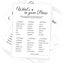 新娘送礼会游戏——猜猜你的包里有什么？婚礼送礼会游戏，厚纸，极简主义 - Whats in your purse - 查看 1