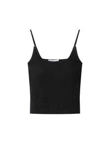 Áo tank top hai dây mỏng, kiểu dáng tối giản, cổ điển, in chữ, gợi cảm, thoải mái, hàng mới về mùa hè dành cho nữ. - màu đen - Xem 4