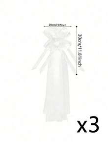 3pcs White Wedding Bow Decor Set - Features White Bow Decorations With Long, Flowing Chiffon Satin Ribbons; Perfect For Decorating Church Aisles, Chairs, And Wedding Cars. An Ideal Decoration Choice For Wedding Ceremonies, Bridal Showers, Birthday Celebrations, Themed Events, And Anniversaries. - One Size Fits All - View 8