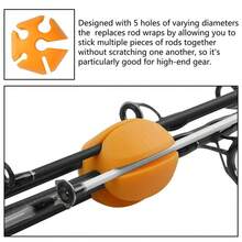 Correas de silicona seguras de 5 orificios para sujetar cañas de pescar - Paquete de 6 clips para cañas para montaje en vehículos, pesca con mosca y organización de cañas - Accesorios de pesca durader - Color aleatorio - Ver 4