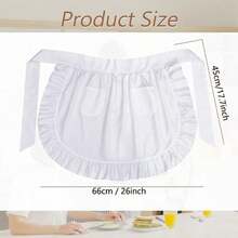 1pc Women's Short Ruffle Apron With 2 Pockets, Maid Apron Dress, White Ruffle Maid Apron, Cute Lace Ruffle Maid Apron, Tie Waist Apron With Pockets, Fashion Kitchen Cooking Restaurant Bistro Apron, Cute Maid Outfit - Multicolor - View 3