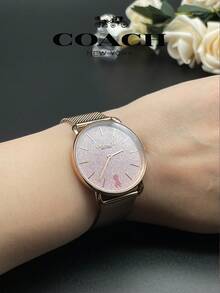 Coach Elliot Series Women's Quartz Watch, Rose Gold Tone Case Rose Gold Milanese Strap Sand Texture Dial - Rose Gold - View 2
