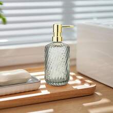 2 Pack Twill Soap Dispenser Kitchen, 15 Oz Glass Bathroom Soap Dispenser With Pump, Modern Farmhouse Twill Style Bathroom Dispensers Home Decor, Bathroom, Kitchen Countertop, Hotel - 1 - 查看 8
