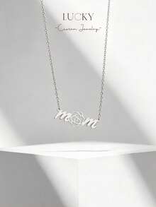 1 pieza Colgante de collar con flor de piedra natal grabada, pulsera con flor, personalizable con nombre, estilo minimalista diario, llavero, incluye caja de regalo, adecuado para el Día de San Valentín, cumpleaños, Día de la Madre, regalo de todos los días - collar de flores - Ver 2