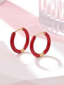 2 chiếc khuyên tai tròn bằng thép không gỉ nhiều màu sắc, khuyên tai tròn tráng men tối giản cá nhân hóa, khuyên tai nhỏ nhắn đa năng, quà tặng cho Ngày Valentine, Sinh nhật, họp mặt bạn bè. - Hoa tai - Xem 3