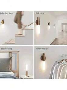 Decorative And Rechargeable USB LED Lamp, Bivolt, With Motion Sensor And Magnetism - Primicias Qiu - gỗ tối màu - Xem 8