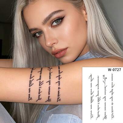 1 Pc Tattoo Sticker With Romantic Heartbeat Words, Sentences, And Patterns, Ideal For Daily Use, Parties, Festive Gifts, And Body Adornment