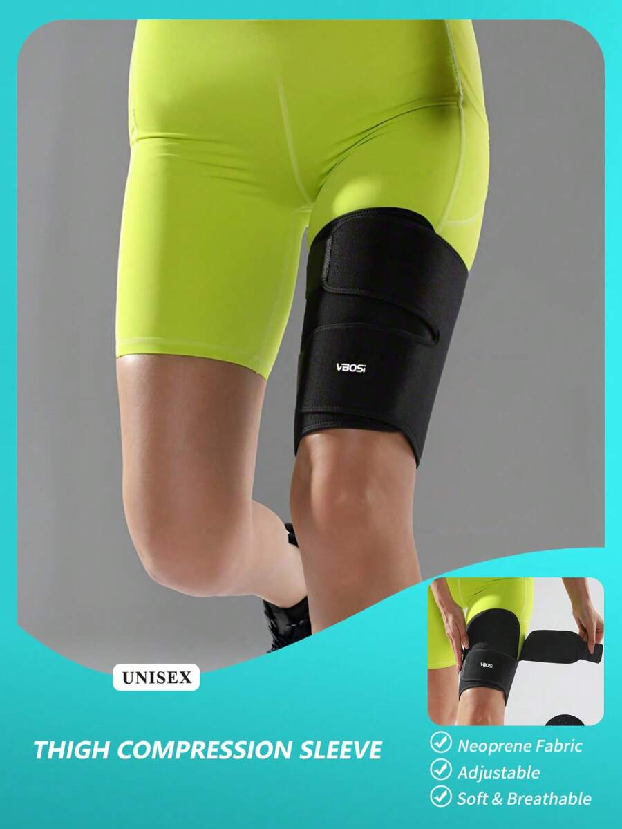 VBOSI Thigh Compression Sleeve For Men & Women - Neoprene, Adjustable, Soft & Breathable For Fitness & Daily Use