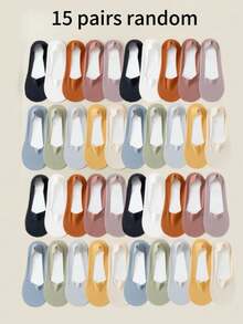 1/5/6/9/10/15/20/21 Pairs Thin Non-Slip Breathable Silky Invisible Liner Socks, Can Be Randomly Sent - Multicolor - View 7