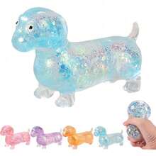 Colorful Glitter Filled Dachshund Dog Squishy Fidget Toy, Soft Squeeze Stress & Anxiety Relief Sensory Toy, Ideal Easter Basket Stuffer & Birthday Gift For Kids & Adults - Random Color - 狗橙 - 查看 8