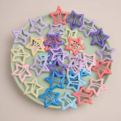 12pcs/24pcs/36pcs/60pcs/100pcs Set Women Fashion Minimalist Hair Clips, Mixed Colors, Elegant Sweet Cute Star Pattern Hair Accessories Suitable For Daily, Outdoor, Work, Home Wear