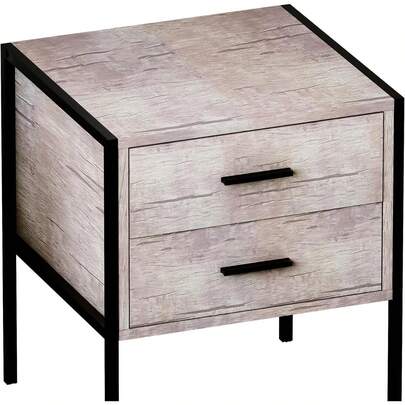 Movian Industrial 2-Drawer Rectangular Bedside Nightstand Table *Rustic Look*