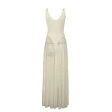 Vestido largo de mujer otoño elegante y sexy estilo señorita ajustado con gasa para vacaciones  moda - Amarillo - Ver 2